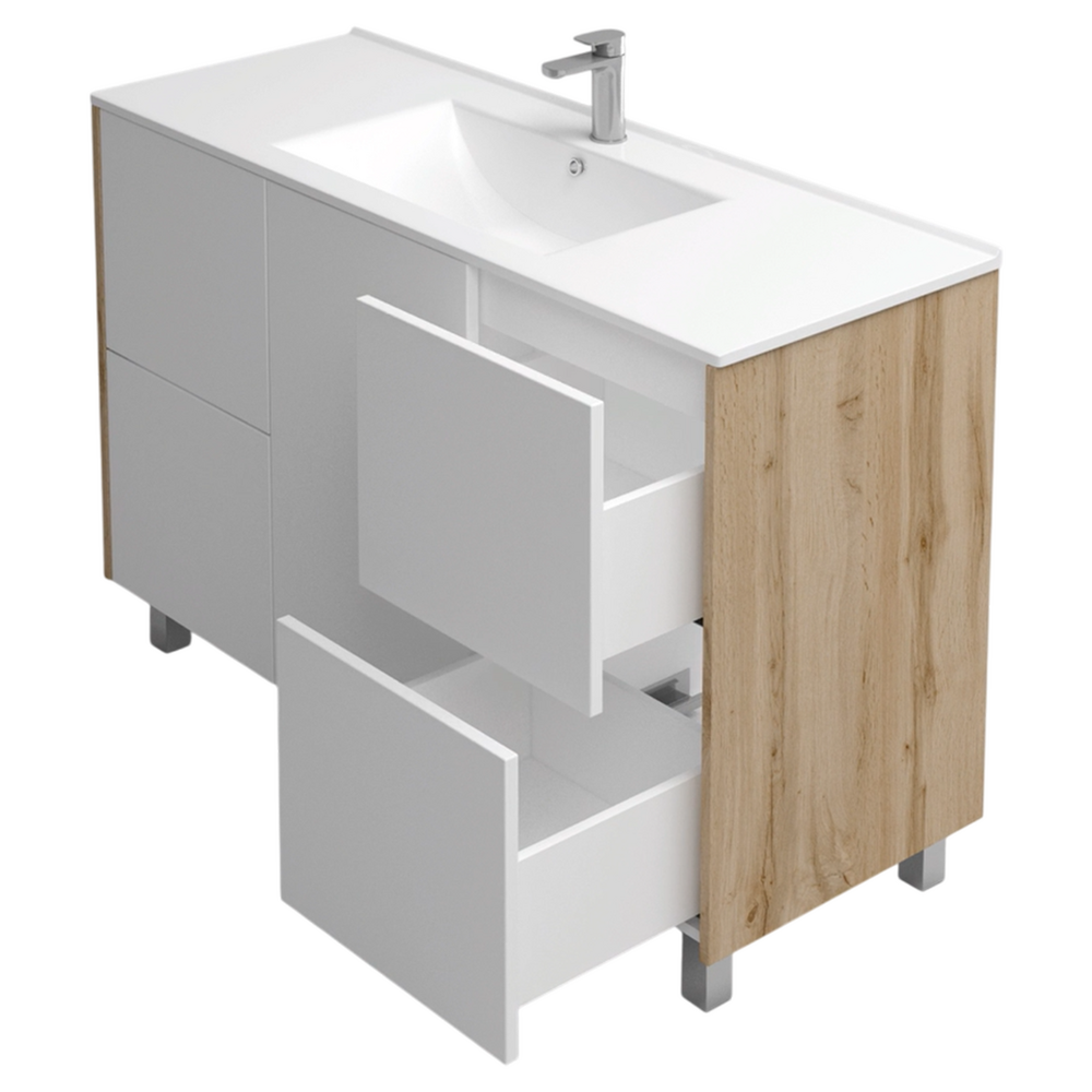 Подстолье Holler "Chic-120" Серый камень 4 ящика 1 дверь под раковину "Holler E120" 1212х780х450