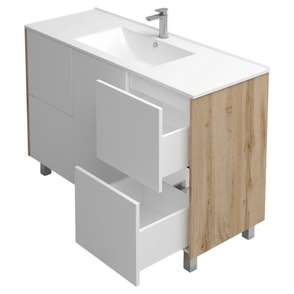 Подстолье Holler "Chic-120" Серый камень 4 ящика 1 дверь под раковину "Holler E120" 1212х780х450