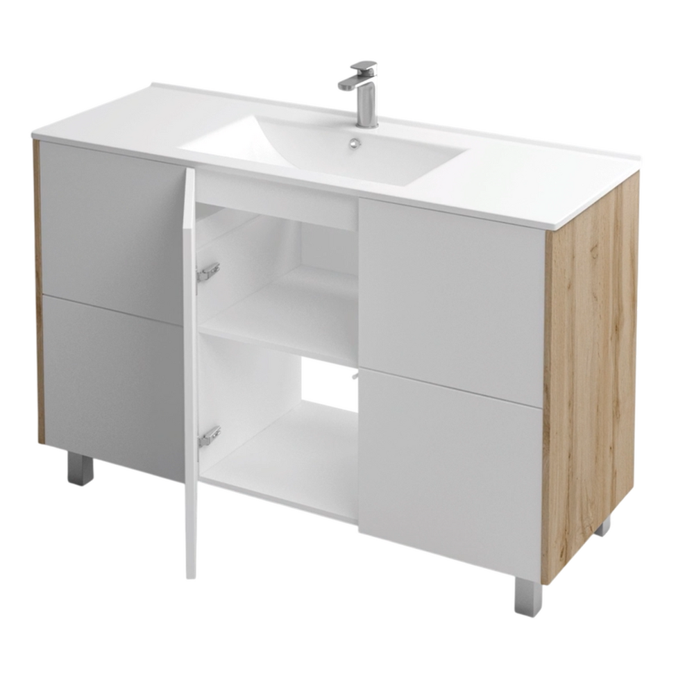 Подстолье Holler "Chic-120" Серый камень 4 ящика 1 дверь под раковину "Holler E120" 1212х780х450