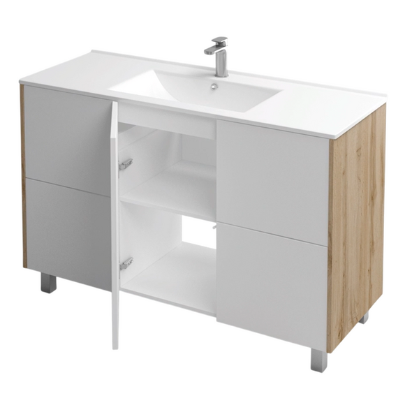 Подстолье Holler "Chic-120" Серый камень 4 ящика 1 дверь под раковину "Holler E120" 1212х780х450