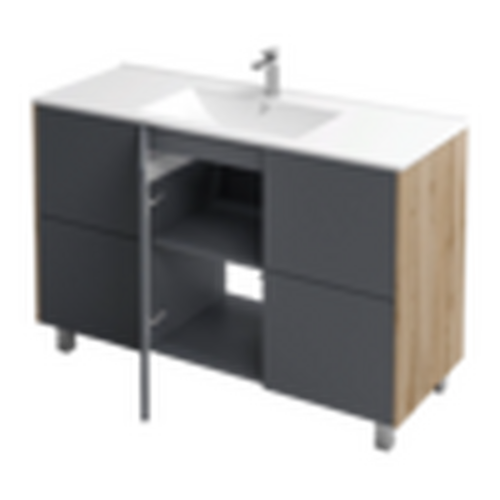 Подстолье Holler "Classy-120" (графит) 4 ящика 1 дверь под раковину "Holler E120" 1212х780х450