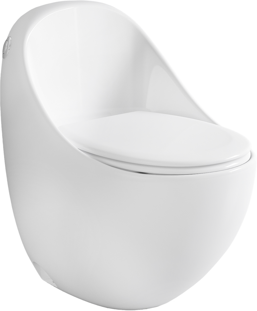 Унитаз-моноблок безободковый HOLLER TRON (680*460*730мм, сиденье дюропласт с микролифтом, арматура 2-х режимная)  (1 место) белый