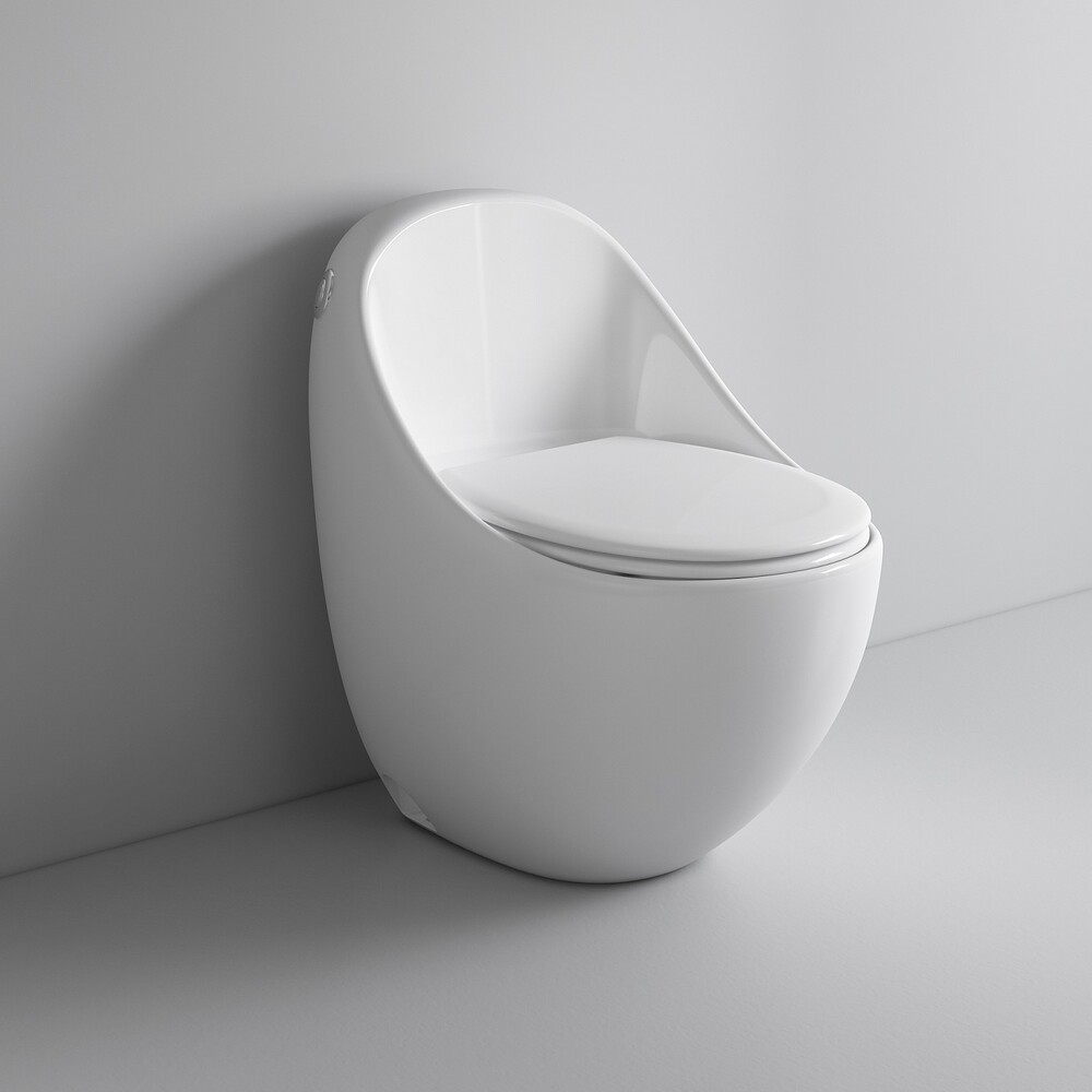 Унитаз-моноблок безободковый HOLLER TRON (680*460*730мм, сиденье дюропласт с микролифтом, арматура 2-х режимная)  (1 место) белый