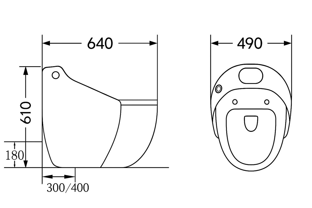Унитаз-моноблок безободковый HOLLER GALAXY (640*490*610мм, сиденье дюропласт с микролифтом, арматура 2-х режимная)  (1 место) белый