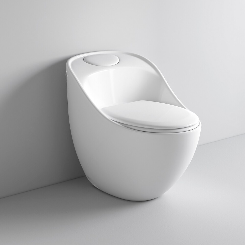 Унитаз-моноблок безободковый HOLLER СТАР (690*460*660мм, сиденье дюропласт с микролифтом, арматура 2-х режимная)  (1 место) белый