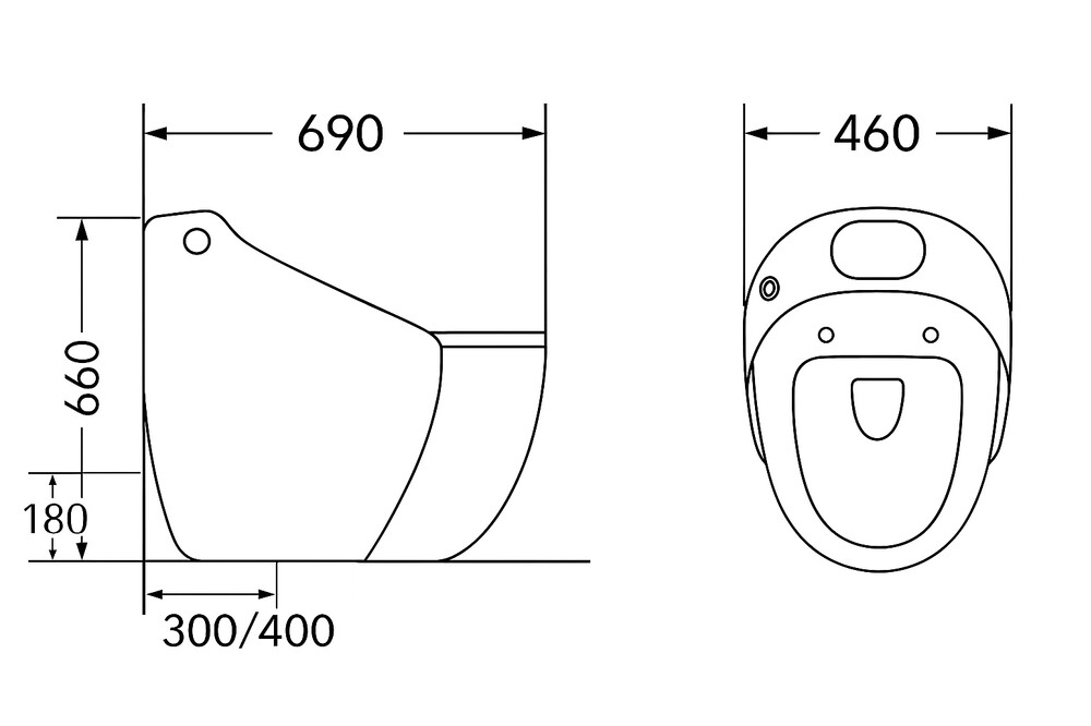 Унитаз-моноблок безободковый HOLLER СТАР (690*460*660мм, сиденье дюропласт с микролифтом, арматура 2-х режимная)  (1 место) белый