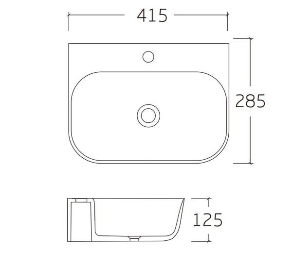 Раковина подвесная HOLLER K-6412 (415*285*125мм), белая (+ крепеж)