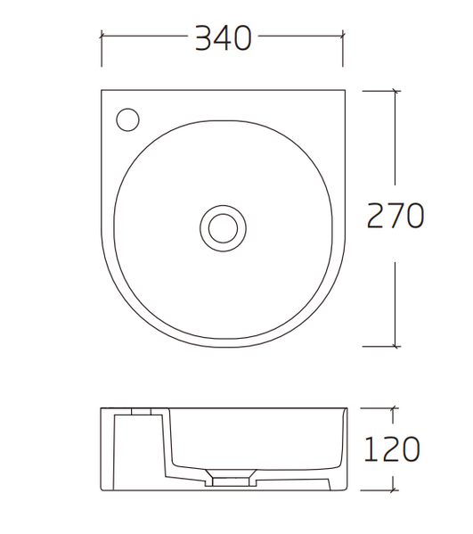 Раковина подвесная HOLLER K-6419 (340*270*120мм), белая (+ крепеж)