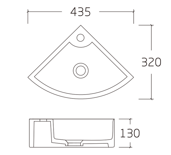 Раковина подвесная HOLLER K-6324 (435*320*130мм), белая (+ крепеж)