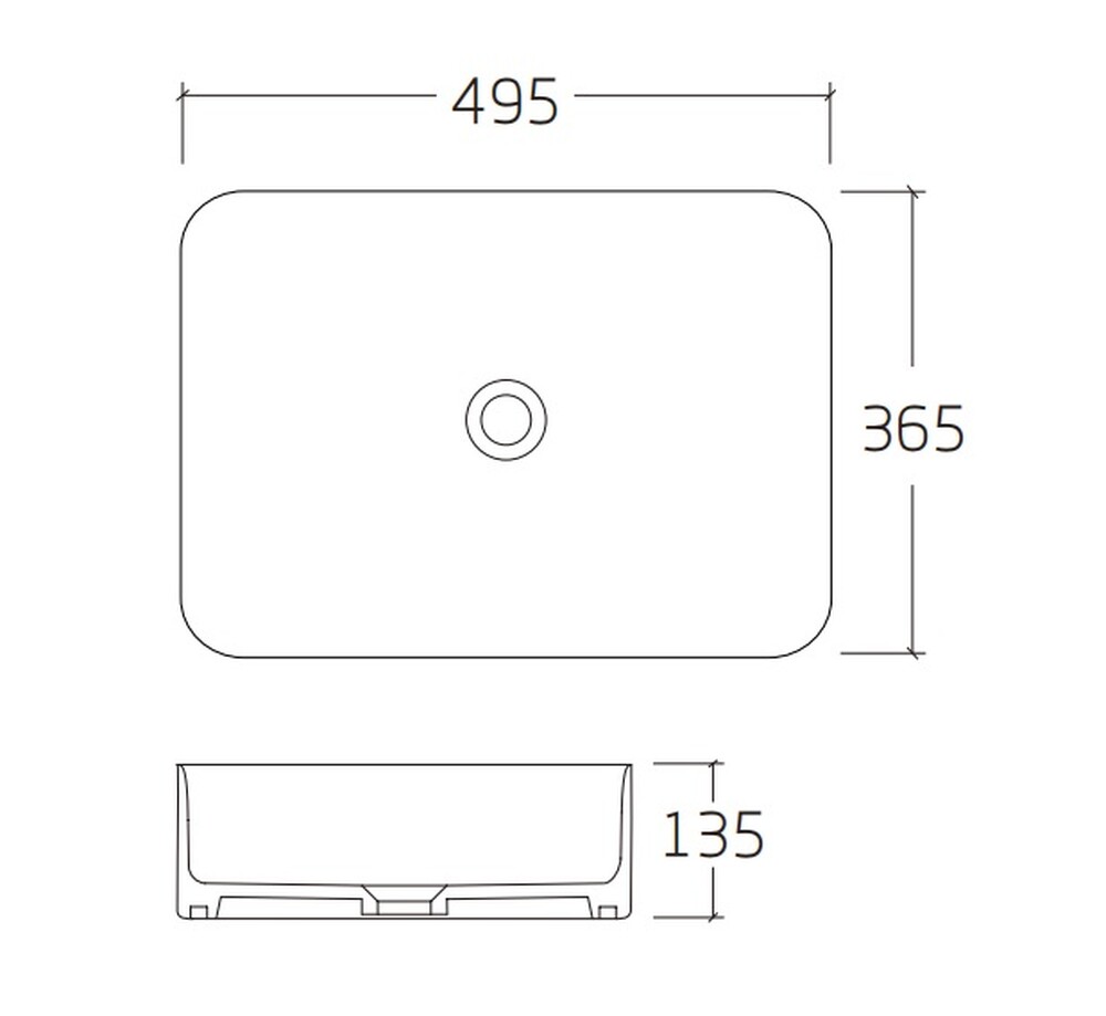 Раковина накладная HOLLER K-6424-49 (495*365*135мм), белая