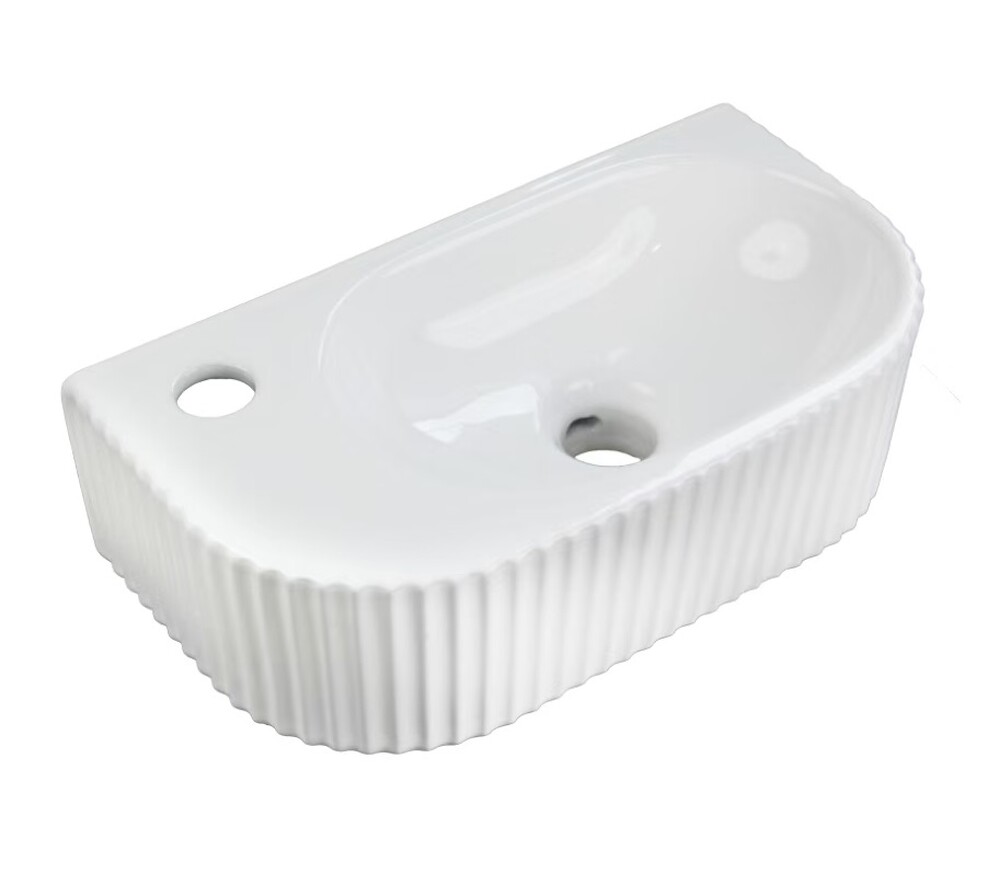 Раковина подвесная HOLLER K-6427R ПРАВАЯ (400*220*120мм), белая (+ крепеж)