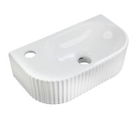 Раковина подвесная HOLLER K-6427R ПРАВАЯ (400*220*120мм), белая (+ крепеж)