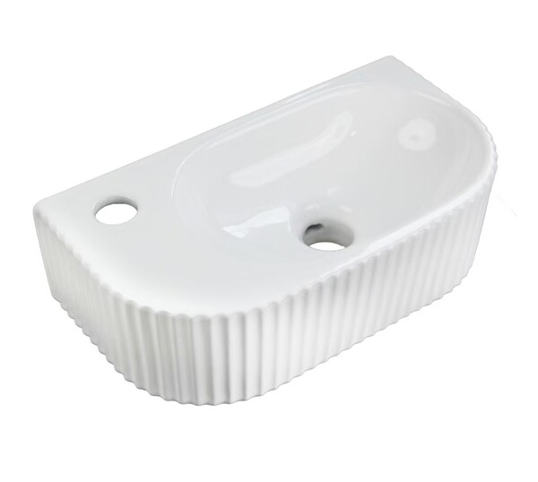 Раковина подвесная HOLLER K-6427R ПРАВАЯ (400*220*120мм), белая (+ крепеж)