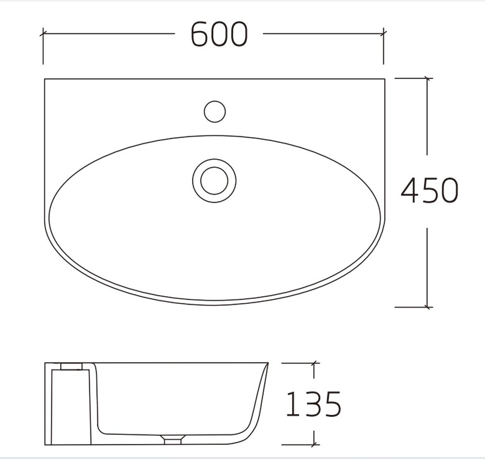 Раковина подвесная HOLLER K-6429-60 (600*450*135мм), белая (+ крепеж)