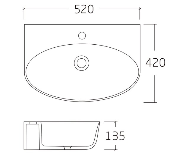 Раковина подвесная HOLLER K-6429-52 (520*420*135мм), белая (+ крепеж)
