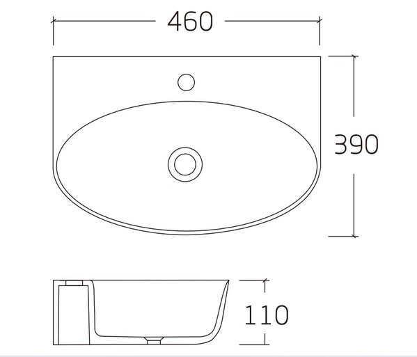 Раковина подвесная HOLLER K-6429-46 (460*390*110мм), белая (+ крепеж)