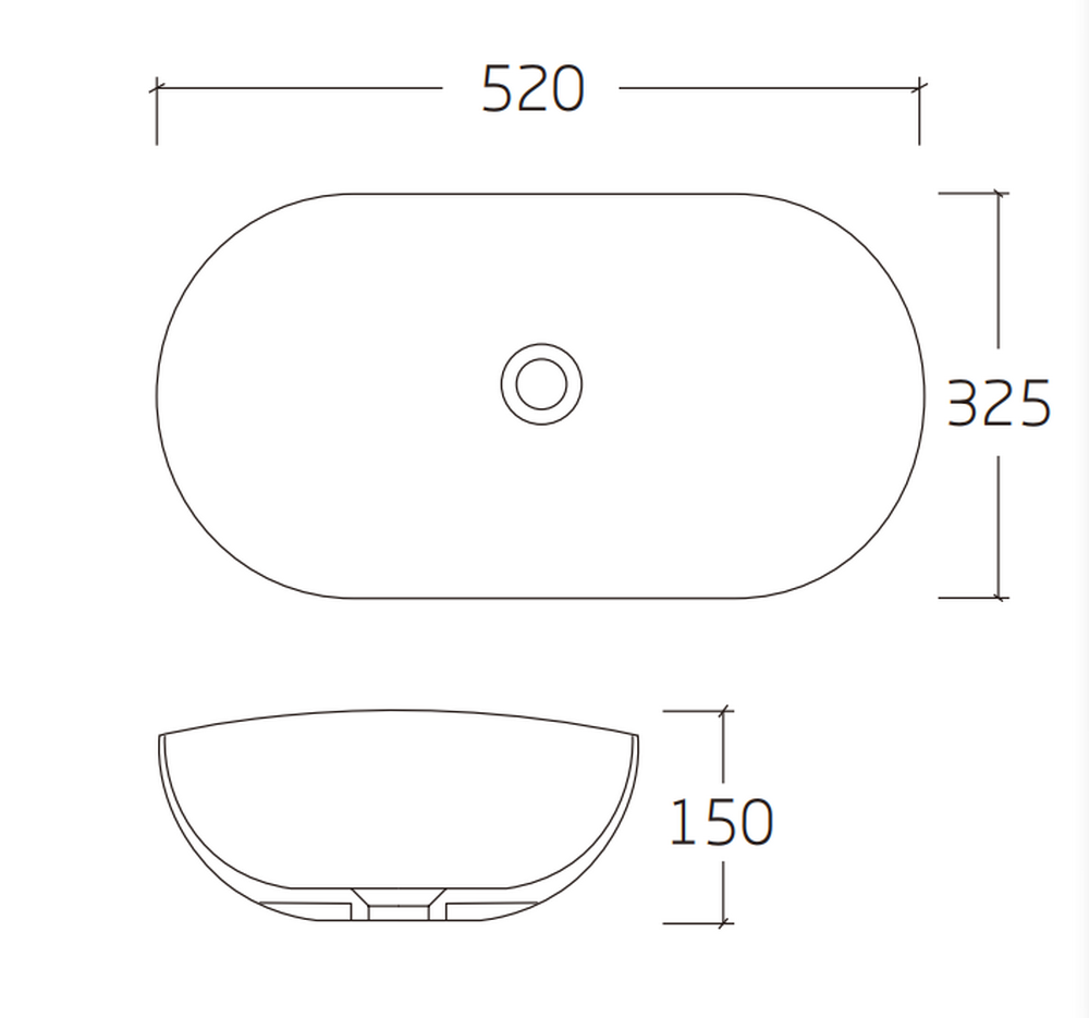 Раковина накладная HOLLER K-6387-52 (520*325*150мм), белая