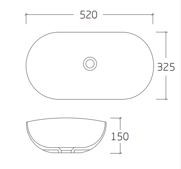 Раковина накладная HOLLER K-6387-52 (520*325*150мм), белая