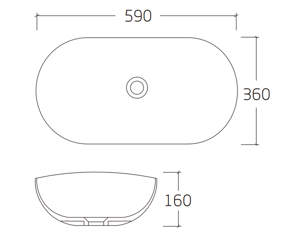 Раковина накладная HOLLER K-6387-59 (590*360*160мм), белая