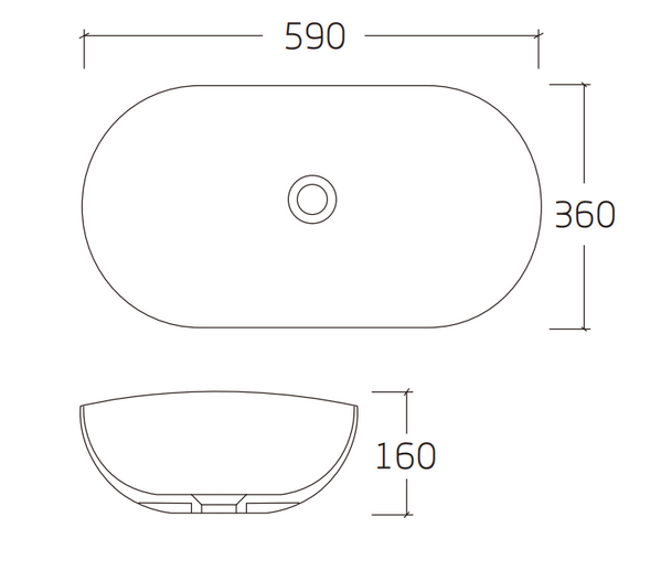 Раковина накладная HOLLER K-6387-59 (590*360*160мм), белая
