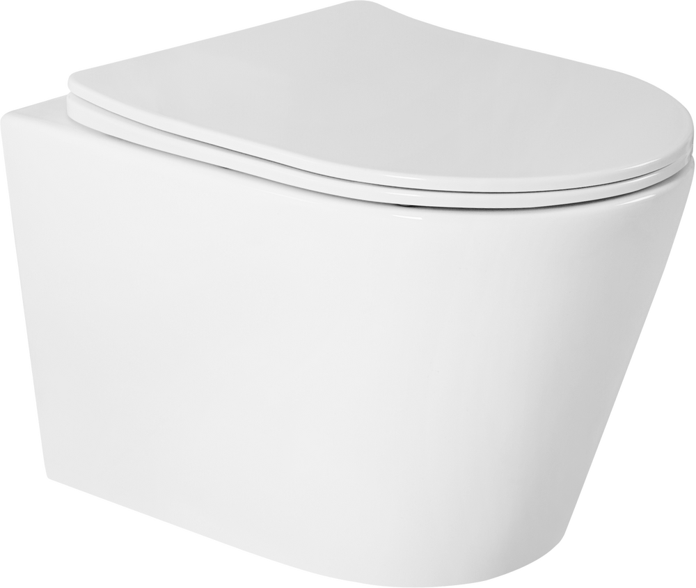 Унитаз подвесной безободковый (Торнадо) HOLLER SHELL TORNADO (3.0)  (490*360*360мм, сиденье дюропласт, микролифт) белый