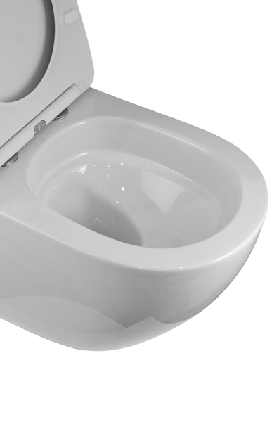 Унитаз подвесной безободковый (Торнадо) HOLLER POINT TORNADO (3.0) (490*360*360мм, сиденье дюропласт, микролифт) белый