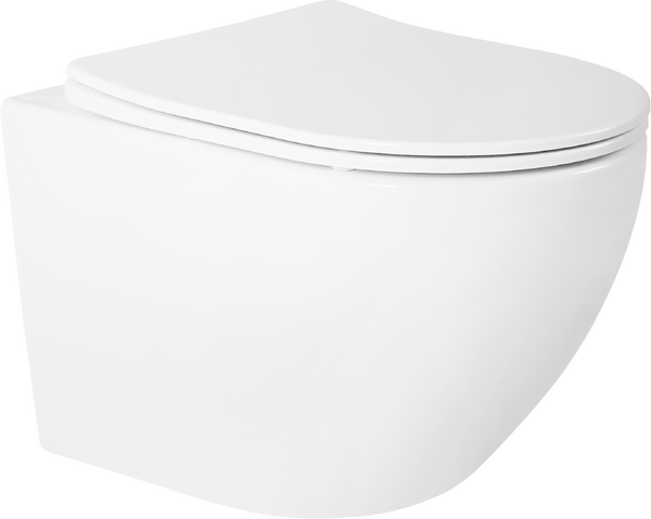 Унитаз подвесной безободковый (Торнадо) HOLLER POINT TORNADO (3.0) (490*360*360мм, сиденье дюропласт, микролифт) белый