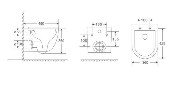 Унитаз подвесной безободковый (Торнадо) HOLLER POINT TORNADO (3.0) (490*360*360мм, сиденье дюропласт, микролифт) белый