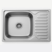 Мойка нерж врезная 66х42х160, т.0,6 левая бол. сиф (+сифон) Китай