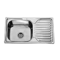 Мойка нерж врезная 76х42х180, т.0,8 левая бол. сиф (+сифон) Китай