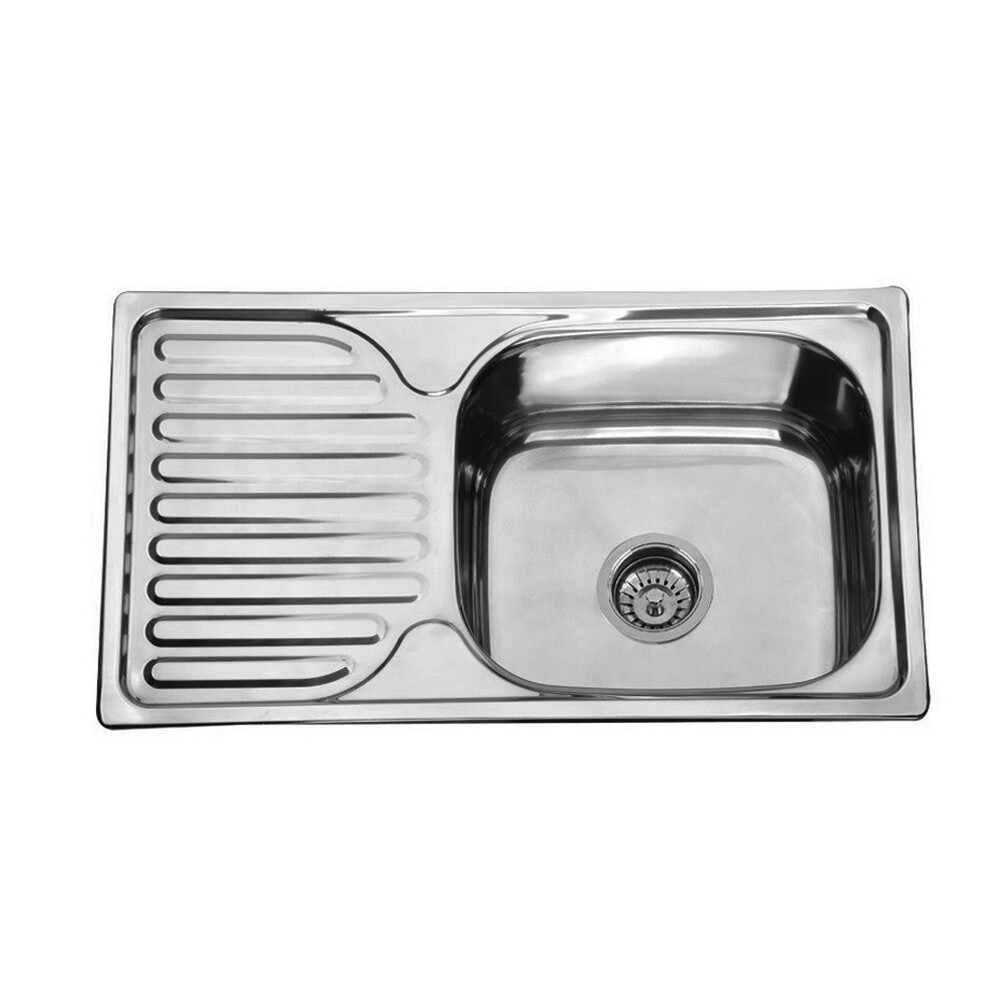 Мойка нерж врезная 76х42х180, т.0,8 правая бол. сиф (+сифон) Китай