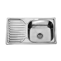 Мойка нерж врезная 76х42х180, т.0,8 правая бол. сиф (+сифон) Китай