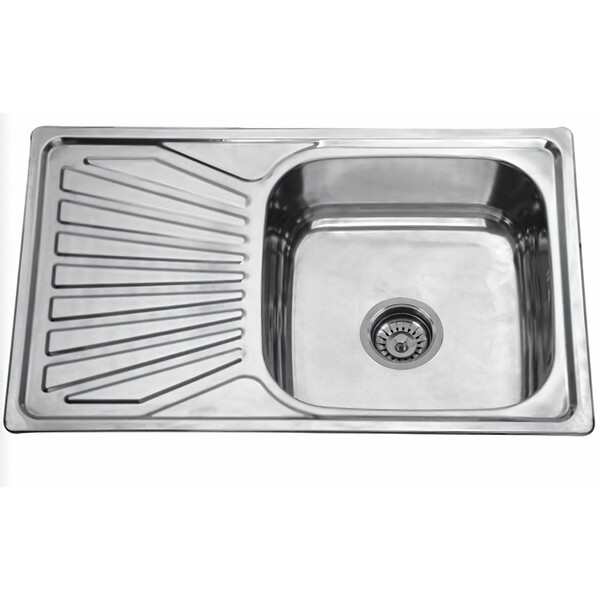 Мойка нерж врезная 78х48х180, т.0,8 правая бол. сиф (+сифон) Китай