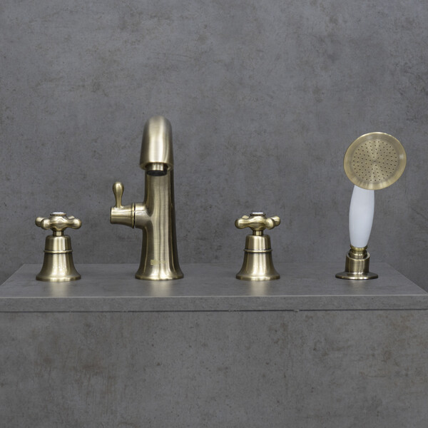 LM2841B Vintage Смеситель для ванны встраиваемый, на 4 отверстия, с аксес., бронза LEMARK 