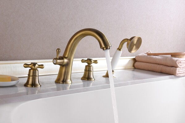 LM2841B Vintage Смеситель для ванны встраиваемый, на 4 отверстия, с аксес., бронза LEMARK 