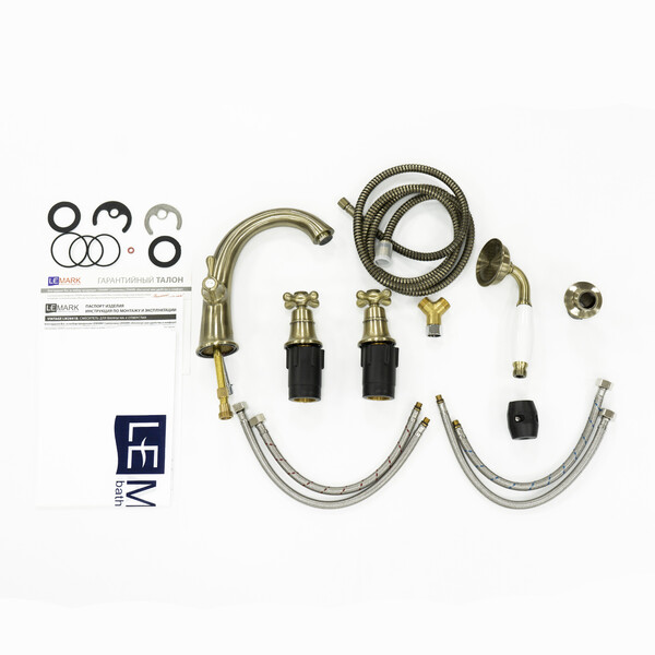 LM2841B Vintage Смеситель для ванны встраиваемый, на 4 отверстия, с аксес., бронза LEMARK 