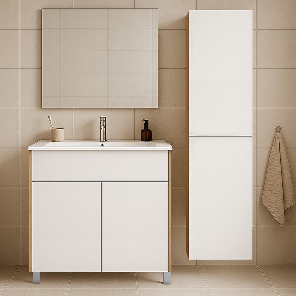 Пенал подвесной Holler "Chic" Серый камень 2 двери 350х1400х350