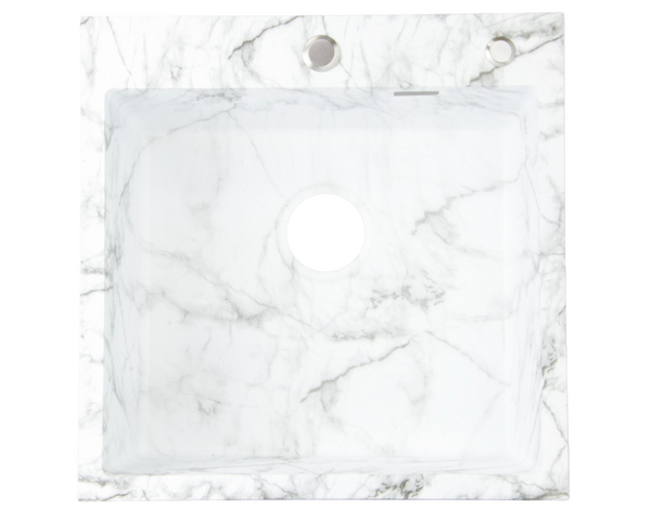 Мойка нерж врезная SANTREK AQUA 500х500х220 т 3,0 БЕЛЫЙ МРАМОР D5050HY(W) (+ сифон + дозатор) + КОЛАНДЕР 440х220 В ПОДАРОК!!!