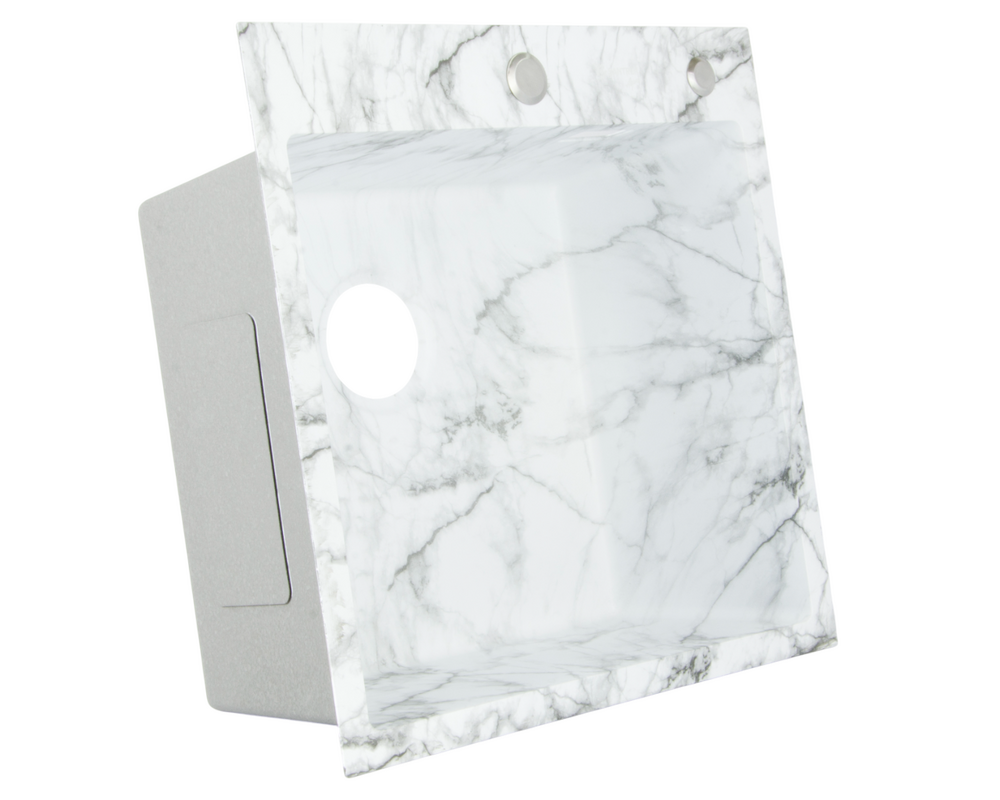 Мойка нерж врезная SANTREK AQUA 500х500х220 т 3,0 БЕЛЫЙ МРАМОР D5050HY(W) (+ сифон + дозатор) + КОЛАНДЕР 440х220 В ПОДАРОК!!!