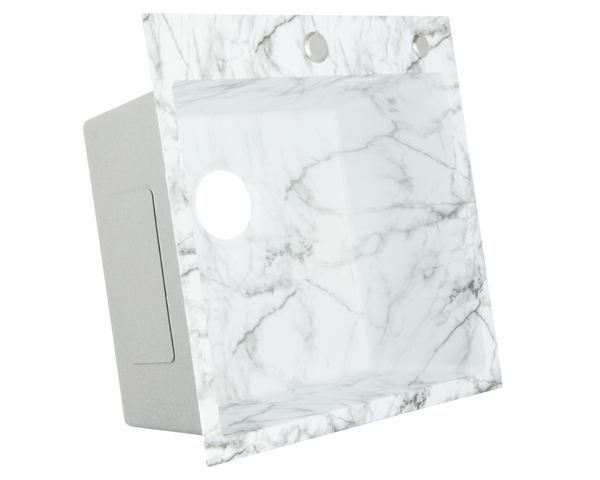 Мойка нерж врезная SANTREK AQUA 500х500х220 т 3,0 БЕЛЫЙ МРАМОР D5050HY(W) (+ сифон + дозатор) + КОЛАНДЕР 440х220 В ПОДАРОК!!!