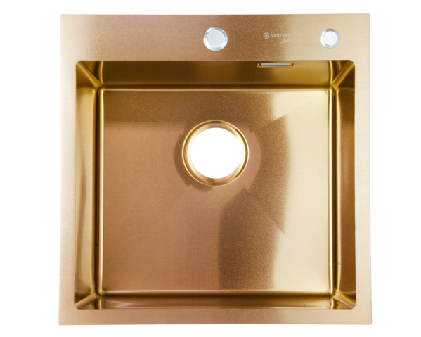 Мойка нерж врезная SANTREK AQUA PRO 500х500х220 т 3,0 БРОНЗА D5050HC (+ сифон + дозатор) + КОЛАНДЕР 440х220 В ПОДАРОК!!!