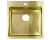 Мойка нерж врезная SANTREK AQUA PRO 500х500х220 т 3,0 ЗОЛОТО D5050HG (+ сифон + дозатор) + КОЛАНДЕР 440х220 В ПОДАРОК!!!