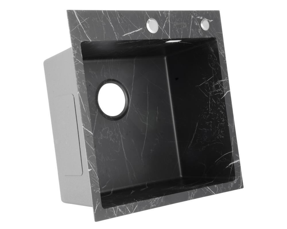 Мойка нерж врезная SANTREK AQUA 500х500х220 т 3,0 ТЕМНЫЙ МРАМОР D5050HY(B) (+ сифон + дозатор) + КОЛАНДЕР 440х220 В ПОДАРОК!!!