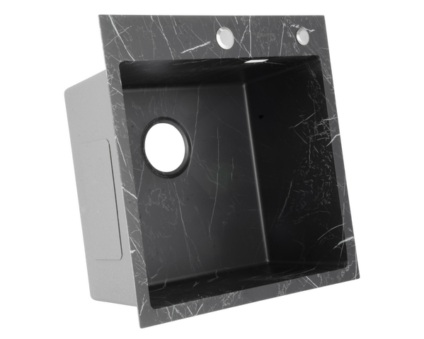 Мойка нерж врезная SANTREK AQUA 500х500х220 т 3,0 ТЕМНЫЙ МРАМОР D5050HY(B) (+ сифон + дозатор) + КОЛАНДЕР 440х220 В ПОДАРОК!!!