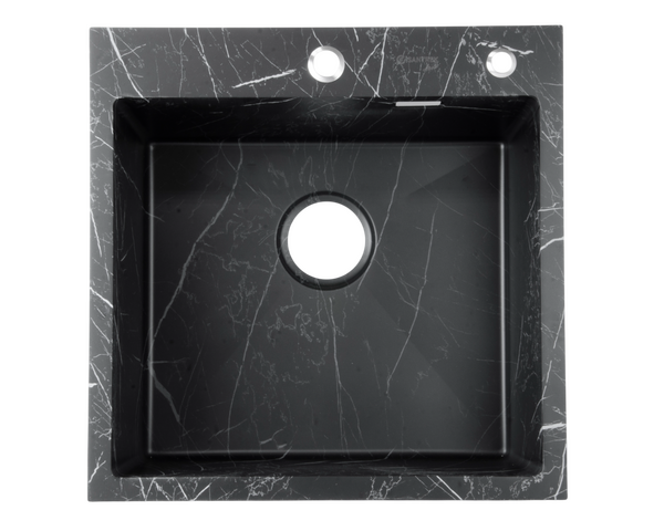 Мойка нерж врезная SANTREK AQUA 500х500х220 т 3,0 ТЕМНЫЙ МРАМОР D5050HY(B) (+ сифон + дозатор) + КОЛАНДЕР 440х220 В ПОДАРОК!!!