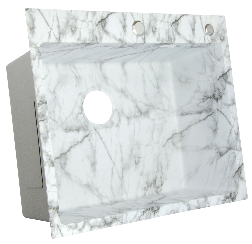 Мойка нерж врезная SANTREK AQUA PRO 600х500х220 т 3,0 БЕЛЫЙ МРАМОР D6050HY(W) (+ сифон + дозатор) + КОЛАНДЕР 440х220 В ПОДАРОК!!!