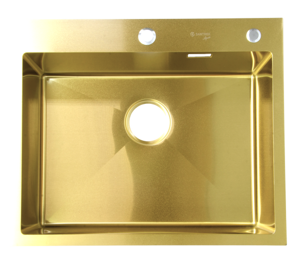 Мойка нерж врезная SANTREK AQUA PRO 600х500х220 т 3,0 ЗОЛОТО D6050HG (+ сифон + дозатор) + КОЛАНДЕР 440х220 В ПОДАРОК!!!