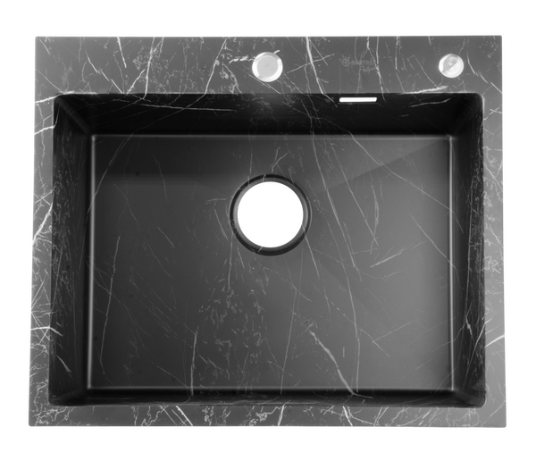 Мойка нерж врезная SANTREK AQUA PRO 600х500х220 т 3,0 ТЕМНЫЙ МРАМОР D6050HY(B) (+ сифон + дозатор) + КОЛАНДЕР 440х220 В ПОДАРОК!!!