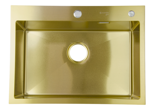 Мойка нерж врезная SANTREK AQUA PRO 650х480х220 т 3,0 ЗОЛОТО D6548HG (+ сифон + дозатор) + КОЛАНДЕР 420х220 В ПОДАРОК