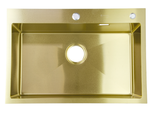 Мойка нерж врезная SANTREK AQUA PRO 700х480х220 т 3,0 ЗОЛОТО D7048HG (+ сифон + дозатор) + КОЛАНДЕР 420х220 В ПОДАРОК!!!